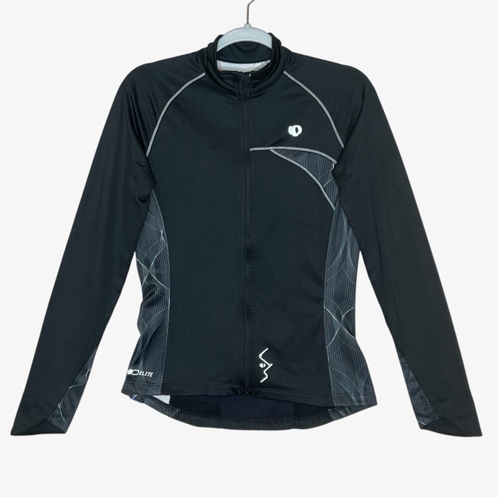 Pearl Izumi Womens Elite Cycling Jacket Size M Black Grey Geometric Panel Biking